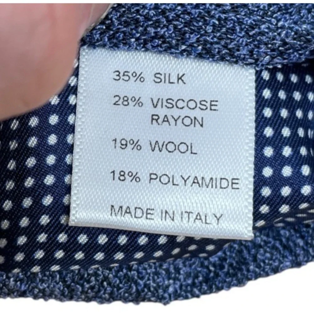 Eton Tie Blue Wool Silk Woven Made in Italy New